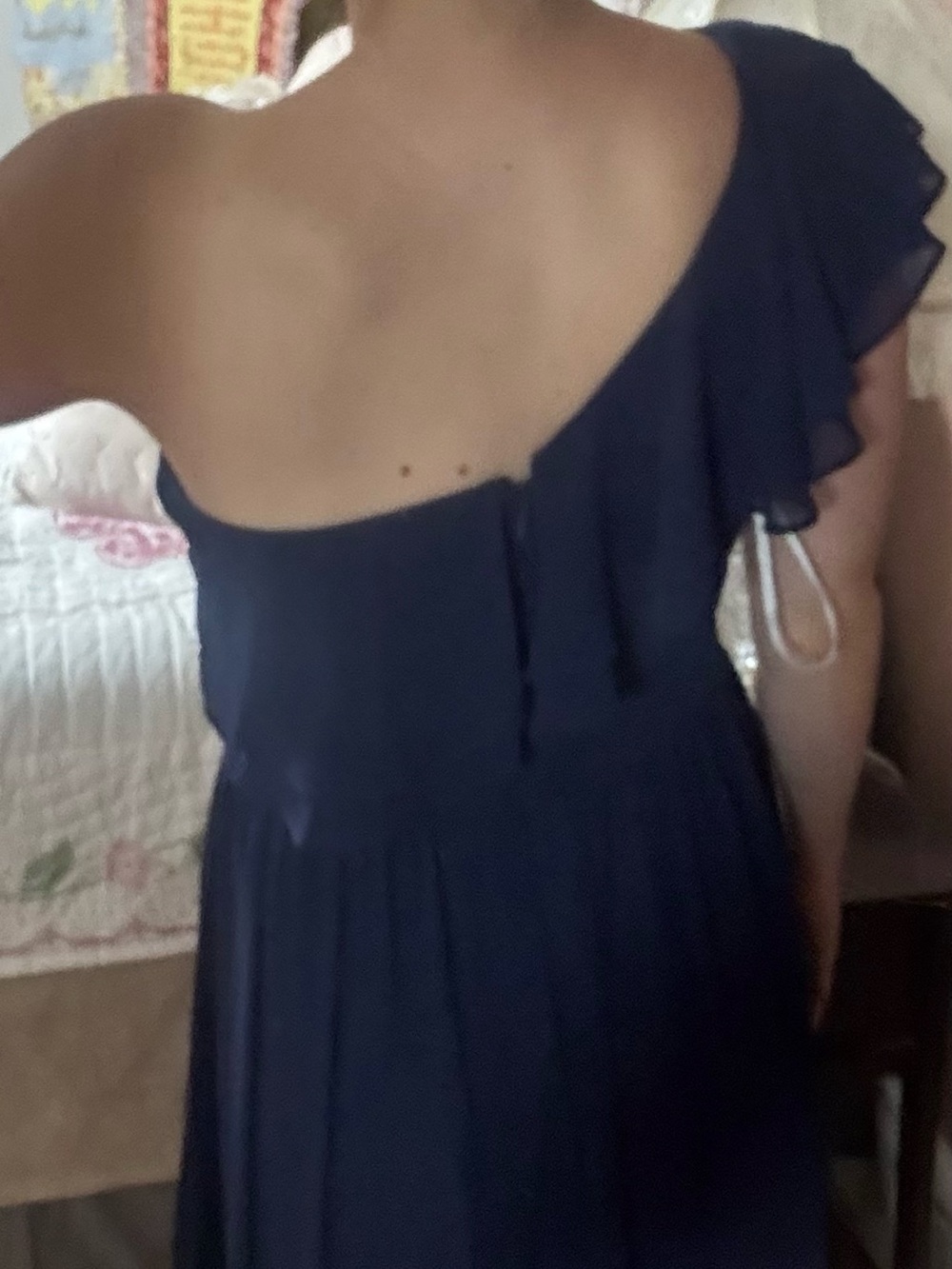Lulu's Navy One-Shoulder Ruffled Midi Dress - Picture 5 of 5